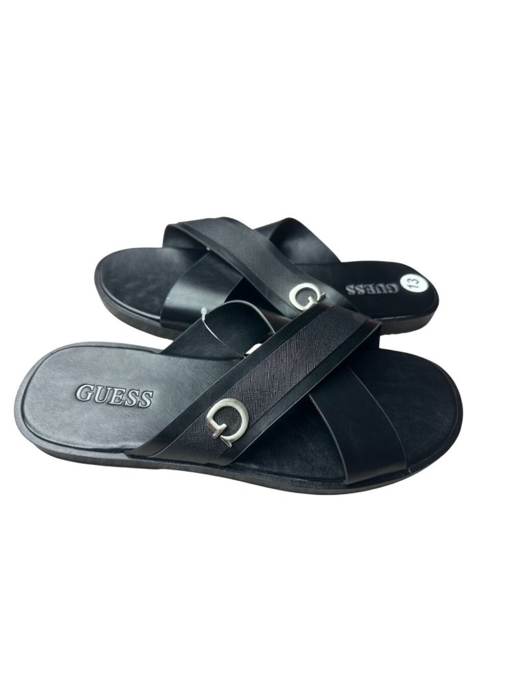 Guess Mens Size 13 Sandals Slides Slip On Shoes Black New